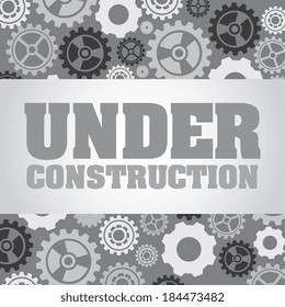 Under construction design over pattern background, vector illustration