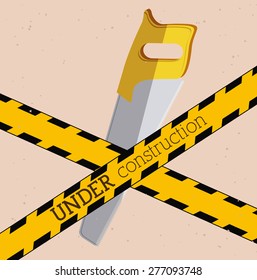 Under construction design over pink background, vector illustration