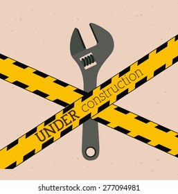 Under construction design over pink background, vector illustration