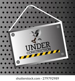 Under construction design over silver background, vector illustration.