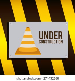 Under construction design over striped background, vector illustration
