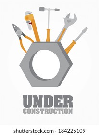 Under construction design over white background, vector illustration