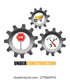 Under construction design over white background, vector illustration.