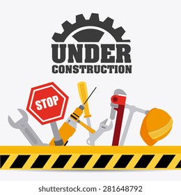 Under construction design over white background, vector illustration.