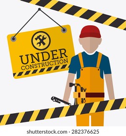 Under construction design over white background, vector illustration.