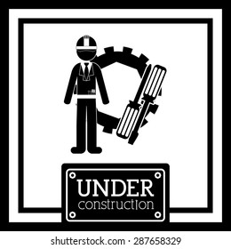 Under construction design over white background, vector illustration