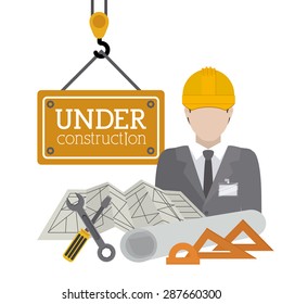 Under construction design over white background, vector illustration