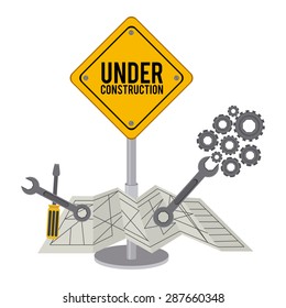 Under construction design over white background, vector illustration