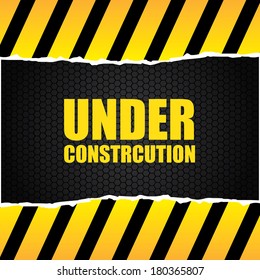 under construction design over yellow and black background vector illustration
