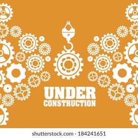 Under construction design over yellow background, vector illustration