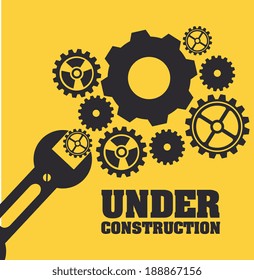 Under construction design over yellow background, vector illustration