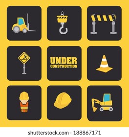 Under construction design over yellow background, vector illustration