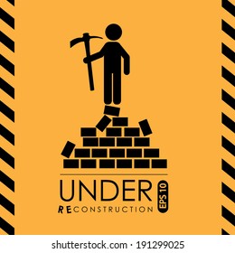 Under construction design over yellow background, vector illustration