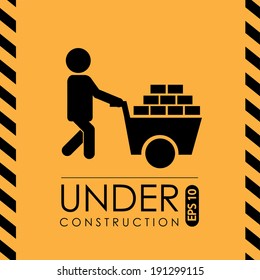 Under construction design over yellow background, vector illustration