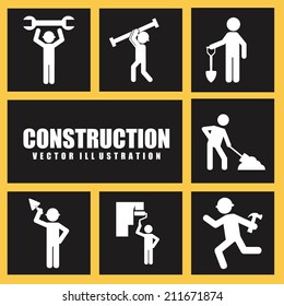 under construction design over yellow background vector illustration 