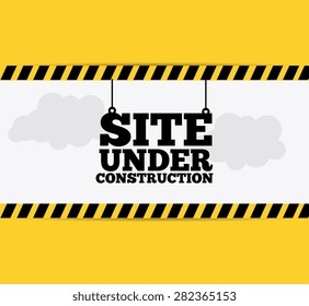 Under construction design over yellow background, vector illustration.