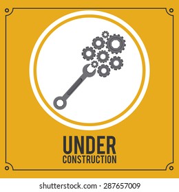 Under construction design over yellow background, vector illustration