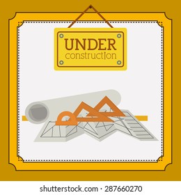 Under construction design over yellow background, vector illustration
