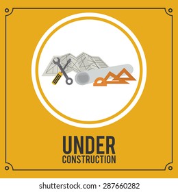 Under construction design over yellow background, vector illustration