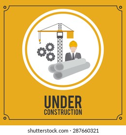 Under construction design over yellow background, vector illustration