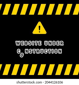 Under construction design tape warning banner, website development concept. Vector background design.