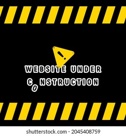 Bajo el cartel de advertencia de cinta de diseño de construcción, concepto de desarrollo de sitios web. Diseño de fondo vectorial.