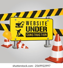 Under construction elements yellow and black barrier