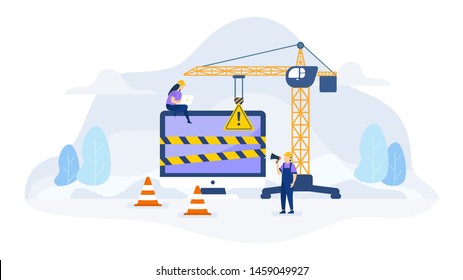 Under construction error not found concept vector illustration, Illustration for wallpaper, background, card, brochure, flyer, landing page, property advertisement.
