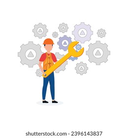  Under construction error not found, Maintenance, concept vector illustration, Illustration for wallpaper, background, card, brochure, flyer, landing page, property advertisement.