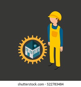 under construction gear house vector illustration eps 10