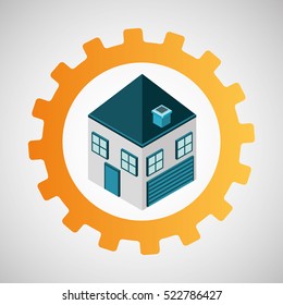 under construction gear house vector illustration eps 10