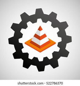 under construction gear traffic cone vector illustration eps 10