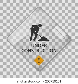 Under construction glass vector illustration