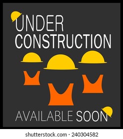 under construction graphic design with hard hats and safety vests
