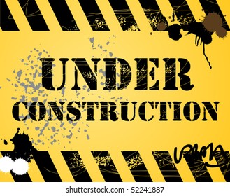 Under construction grunge background, vector illustration
