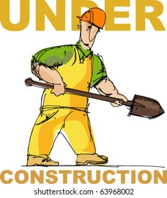 under construction - handmade sketch based vector illustration