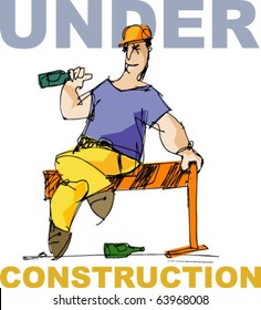 under construction - handmade sketch based vector illustration