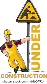 under construction - handmade sketch based vector illustration