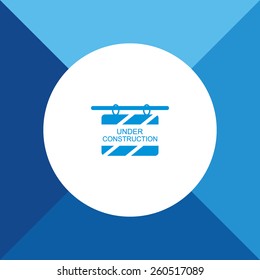 Under Construction Hanging Billboard Icon On Blue Background. Eps-10.