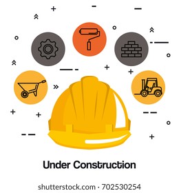 under construction helmet hard work tools icon