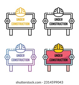 Bajo diseño de icono de construcción en cuatro colores de variación