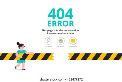 Under construction illustrated error web page template, vector illustration