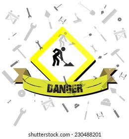 Under construction illustration over color background