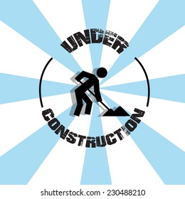 Under construction illustration over color background