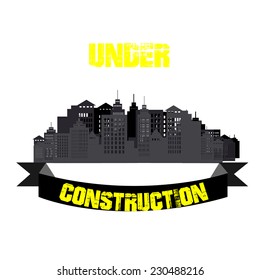 Under construction illustration over color background