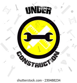 Under construction illustration over color background