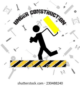 Under construction illustration over color background