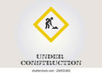 Under construction illustration over color background