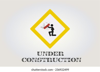 Under construction illustration, pocket knife over color background