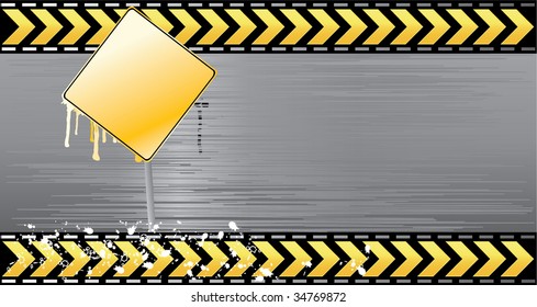 Em construção ilustração vetor em camadas banner perigo
